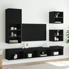 vidaXL TV Cabinet Black Engineered wood, glass Medium Wall mounting