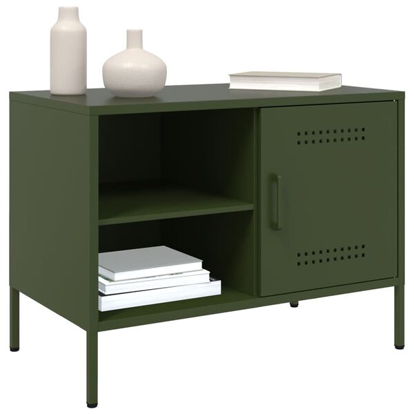 vidaXL TV Cabinet Olive Green Steel Medium TV Cabinet Rectangular