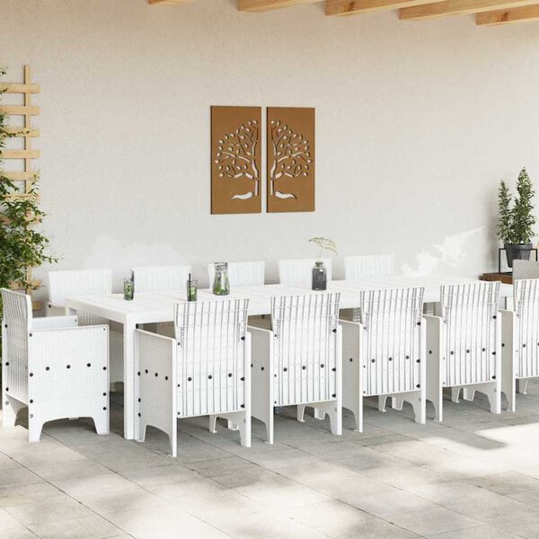 vidaXL Garden Dining Set 13 pcs White Poly rattan