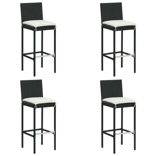 vidaXL Bar Stool Set of 4 Black