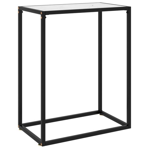 vidaXL Console Table White Tempered glass, powder-coated steel Medium