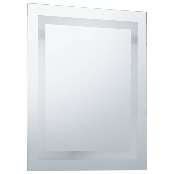 vidaXL Bathroom Mirror Silver Glass, Aluminum 19.7 x 23.6 in