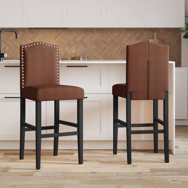 vidaXL Bar Chair Brown and Black Solid rubber wood, fabric (100% polyester)
