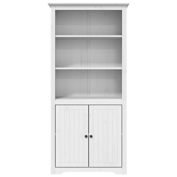 vidaXL Bookcase White Solid Pine Wood, Engineered Wood, Metal Tall