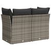 vidaXL Garden Sofa Grey PE Rattan, Powder-Coated Steel, Polyester 2-Seater