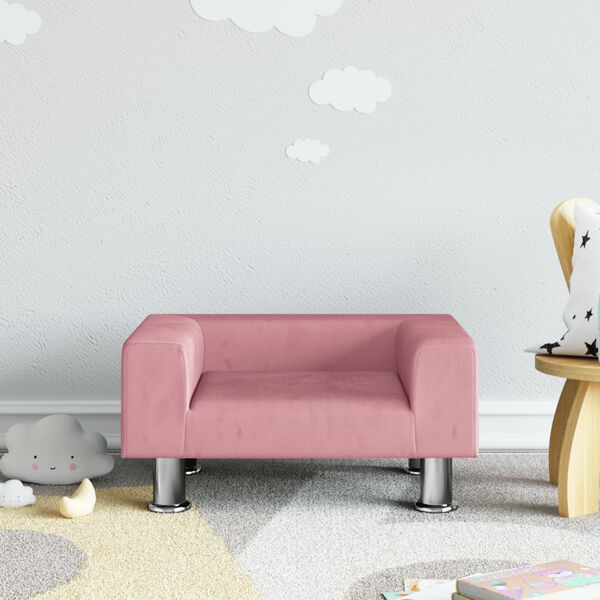 vidaXL Kids Sofa Pink Velvet Mini Durable Kids Sofa Rectangular