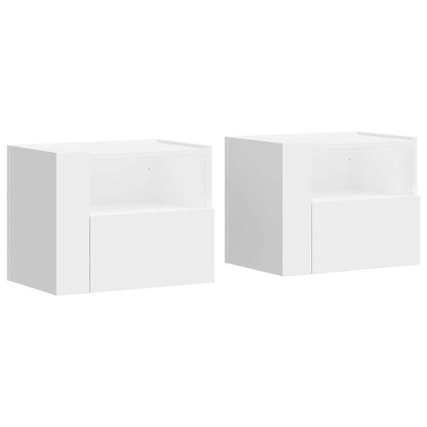 vidaXL Wall-mounted Bedside Cabinet Set of 2 White Engineered wood