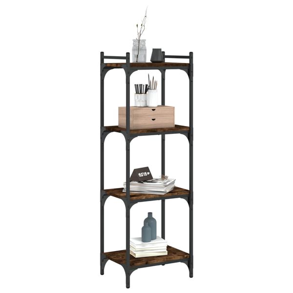 vidaXL Bookcase Smoked Oak Engineered wood, metal 4-Tier Adjustable Feet