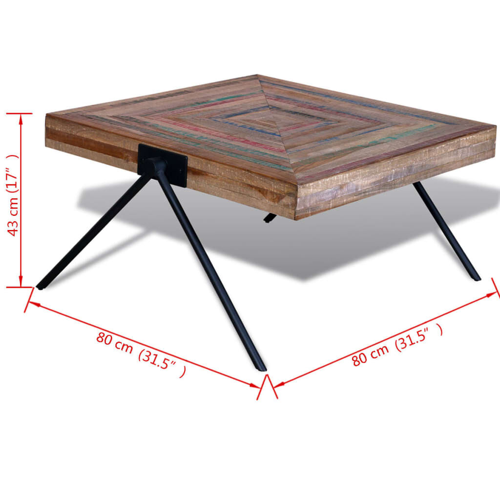 vidaXL Table Various shades of teak, Black Reclaimed teak wood, painted iron
