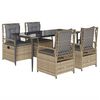 vidaXL 5 Piece Patio Dining Set with Cushions Beige Poly Rattan