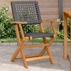 vidaXL Garden Chair Set of 2 Black Solid Acacia Wood, Poly Rattan
