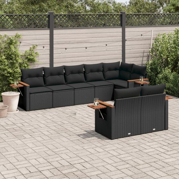 vidaXL Garden Sofa Set Black
