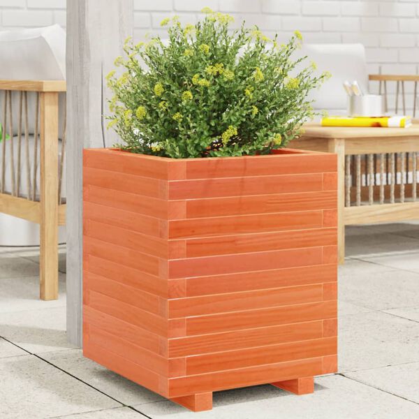 vidaXL Garden Planter Wax Brown Solid Pine Wood Medium Decorative Inlays