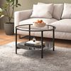 vidaXL Tea Table Black and Transparent Tempered Glass, Powder-Coated Iron