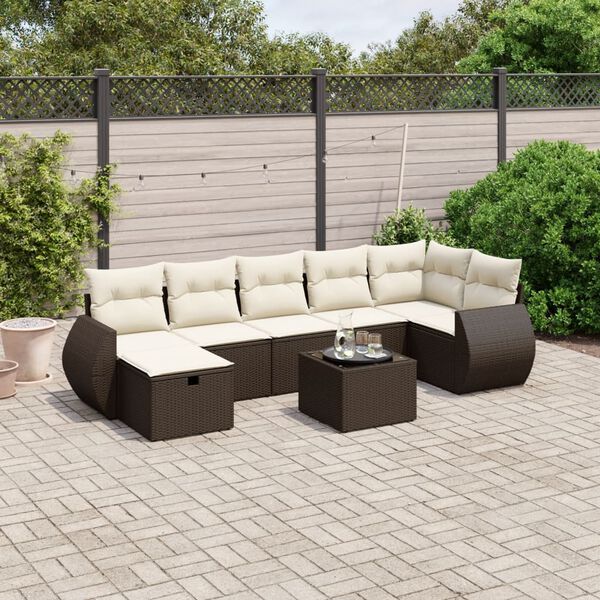 vidaXL Garden Sofa Set Brown Poly Rattan, Steel Large Modular