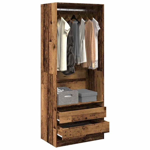 vidaXL Wardrobe Old Wood Engineered Wood Compact Wardrobe Rectangular