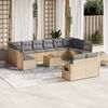 vidaXL Garden Sofa Set Beige PE Rattan Large Foldable Garden Sofa Set