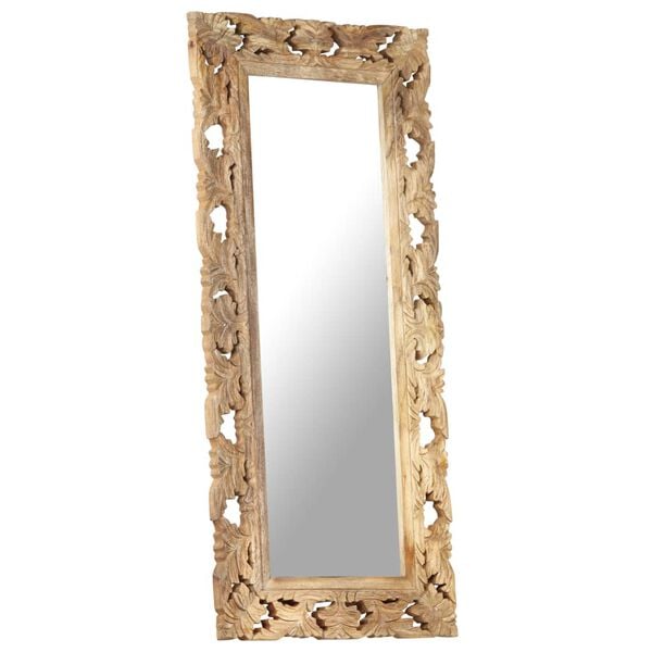 vidaXL Mirror Brown Solid Mango Wood 43.3 x 19.7 in Decorative Inlays
