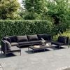 vidaXL Garden Lounge Set Dark Grey, Black Powder-coated steel 7 Piece Set