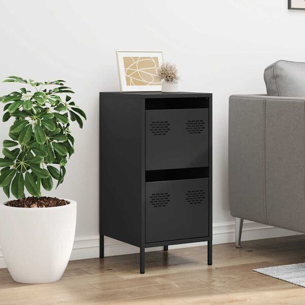 vidaXL Sideboard Black Cold-rolled steel Compact Sideboard Rectangular