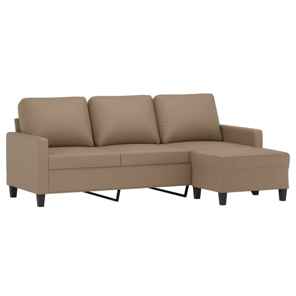 vidaXL 3-seater Sofa With Footstool Cappuccino