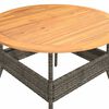 vidaXL Garden Table Grey PE rattan, solid acacia wood, powder-coated steel