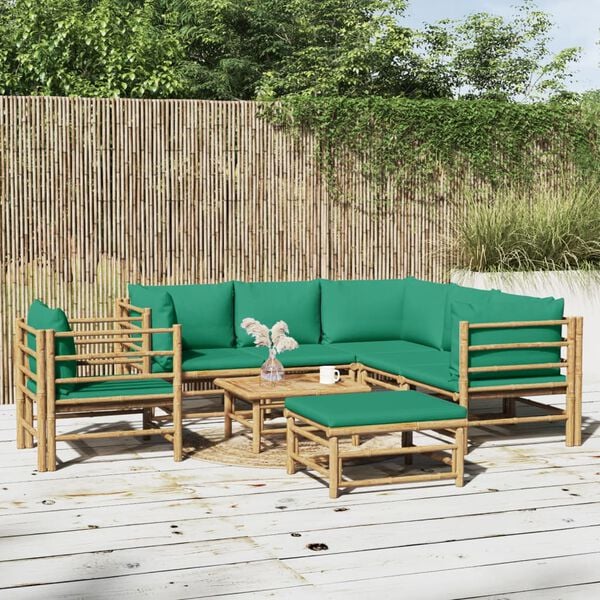 vidaXL Garden Lounge Set Natural Bamboo Modular Garden Lounge Set