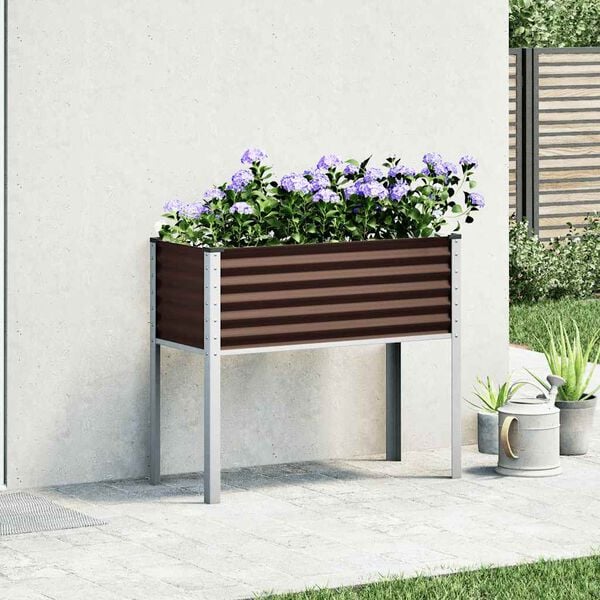 vidaXL Garden Planter Brown Steel Large Durable Garden Planter