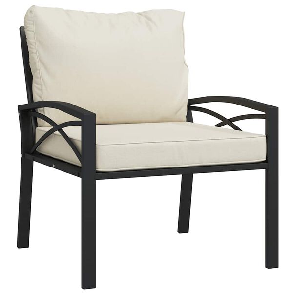 vidaXL Patio Chair Set of 2 Black and Sand Powder-coated Steel Single