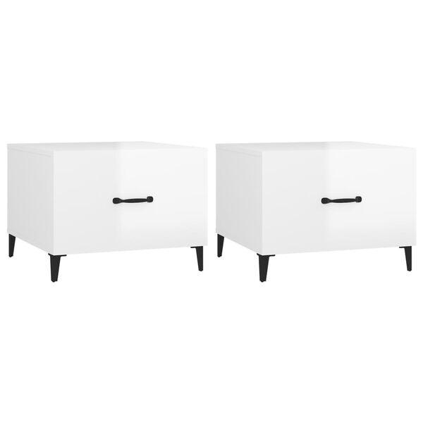 vidaXL Coffee Table Set of 2 High gloss white Engineered wood, metal