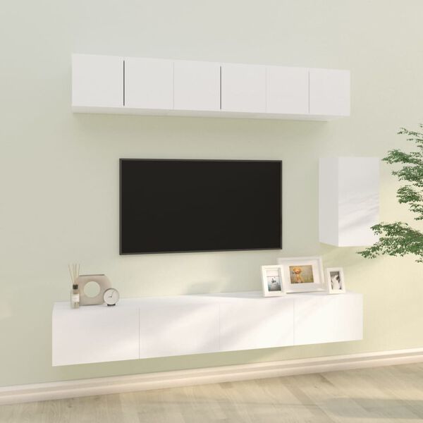 vidaXL TV Cabinet Set 6 Pieces White Engineered Wood Large