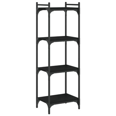 vidaXL Bookcase 4-Tier Black 15.7"x11.8"x47.2" Engineered Wood