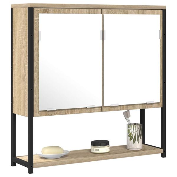 vidaXL Bathroom Mirror with Shelf Beige 23.62 x 6.30 x 23.62 in