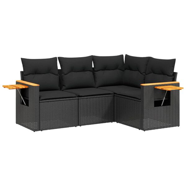 vidaXL Outdoor Sofa Set Black