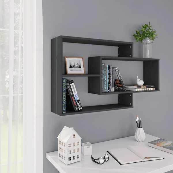 vidaXL Wall Shelf Gray Engineered wood 40.9 x 7.9 x 23.0 in