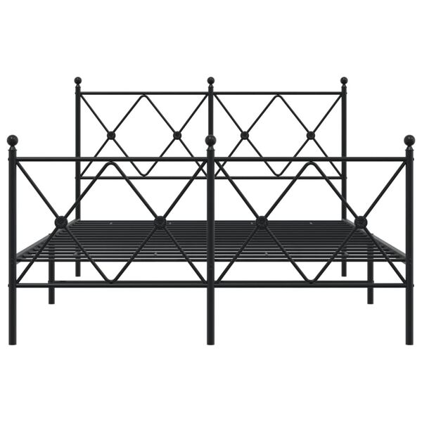 vidaXL Bed Frame Black Steel Small Double Rectangular Traditional