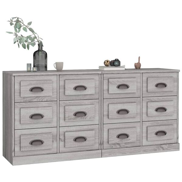 vidaXL Sideboard Set of 2 Grey sonoma Engineered wood Medium Sideboard