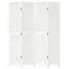 vidaXL Room Divider 4 Panels White Solid Wood Paulownia