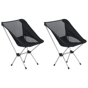 vidaXL Folding Camping Chairs 2 pcs with Carry Bag 21.3x19.7x25.6" Aluminium