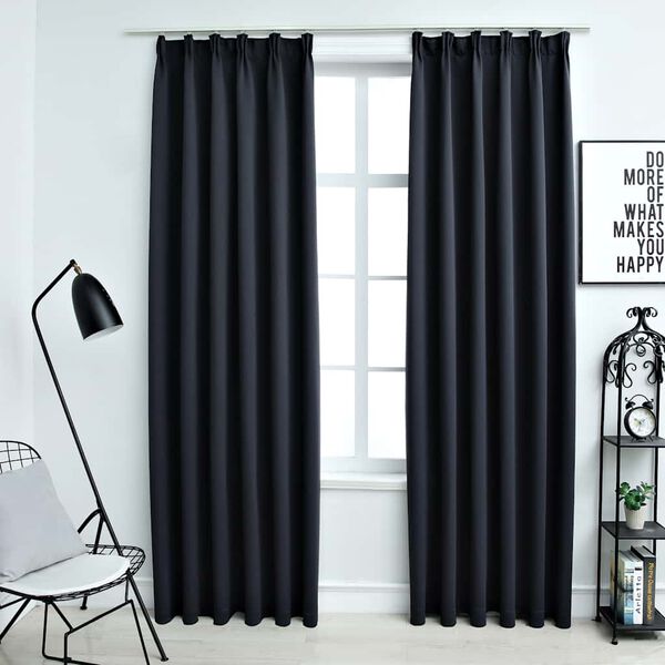 vidaXL Blackout Curtains with Hooks 2 pcs Anthracite 55.1x88.6"