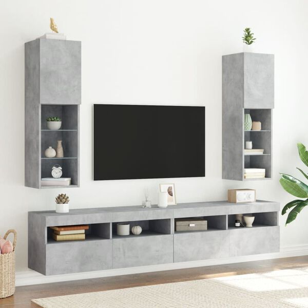 vidaXL TV Cabinet Concrete grey Engineered wood and glass TV Cabinet