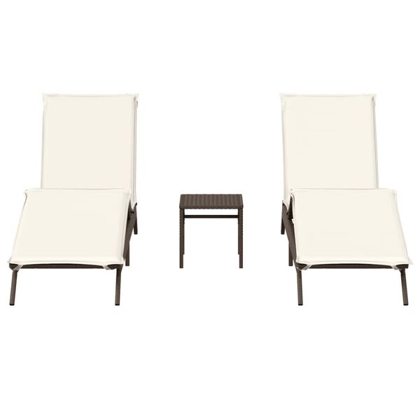 vidaXL Sun Lounger Set of 2 Brown PE rattan Standard