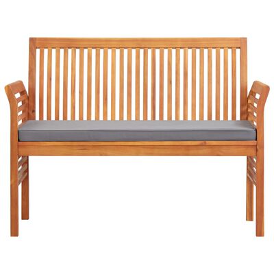 vidaXL 2-Seater Patio Bench with Cushion 47.2" Solid Acacia Wood