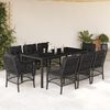 vidaXL Garden Dining Set Black PE rattan Washable Covers