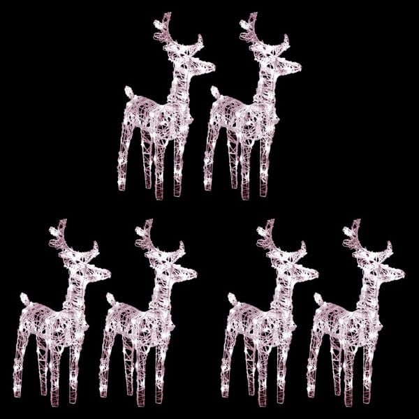 vidaXL Christmas Reindeer Set of 6 Warm White Acrylic Medium