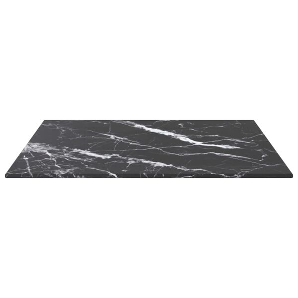 vidaXL Table Top Black with Marble Design Tempered Glass Medium Durable