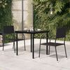 vidaXL Garden Dining Table Black Powder-coated steel, glass Medium Tough