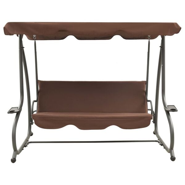 vidaXL Swing Bench Coffee PVC-coated fabric, powder-coated steel