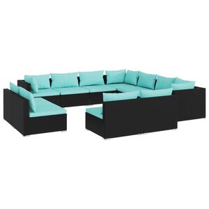 vidaXL Garden Lounge Set Black and Water Blue