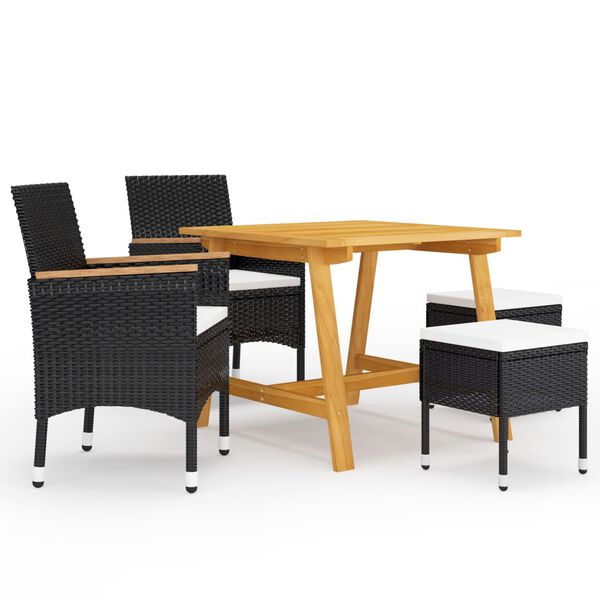 vidaXL Dining Set Black, Cream White
